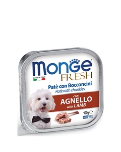 Fresh Влажный корм (ламистер) для собак, паштет из ягненка, 100 гр. Monge