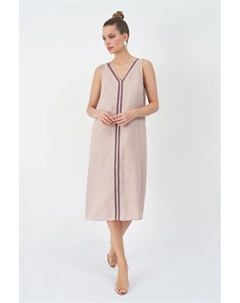 Платье льняное без рукавов с контрастной полосой Electrastyle