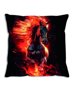 Подушка декоративная Лошадь 40х40см черная, арт.ПД лошадь красн Нет марки