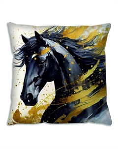 Подушка декоративная Лошадь 40х40см бежевая, арт.ПД лошадь золото Нет марки