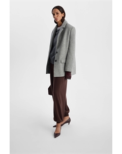 Полупальто в елочку серого цвета 2mood