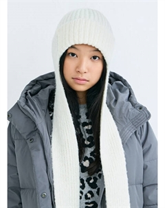 Вязаная шапка-ушанка для девочек, Белый Ostin