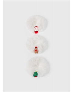 Набор пушистых резинок для волос для девочек, 3 шт., Белый Ostin