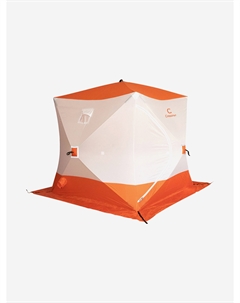 Палатка зимняя куб 2,1 х2,1 м, Oxford 210D PU 1000, S по полу 4,4 кв.м, цвет оранжевый, белый., Белый Следопыт