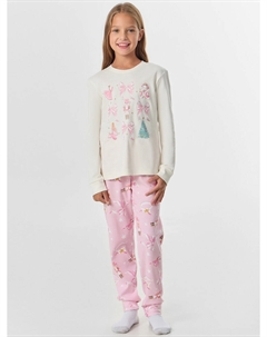 Комплект для девочек молочный с новогодним принтом Mark formelle