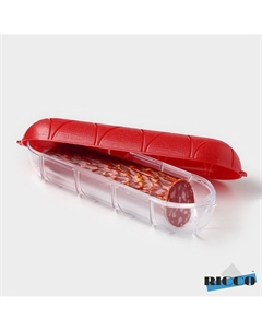 Контейнер для хранения колбасы, пластик, 25.8×7×7 см, красный Nobrand