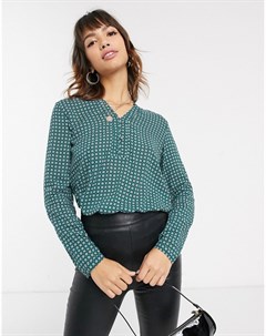 Зеленая блузка с цветочным геометрическим принтом Esprit