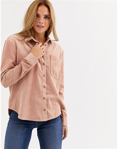 Светло розовая вельветовая рубашка Miss selfridge