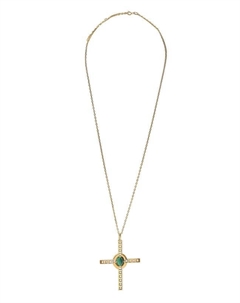 Подвеска-крест с малахитом и аметистами AI Moonka