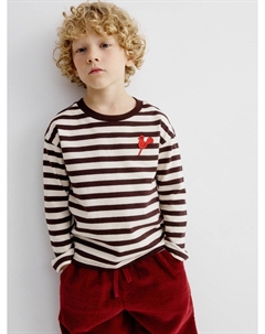 Новогодний лонгслив в полоску с вышивкой для мальчиков Sela