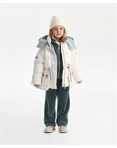 Куртка для девочки зимняя стеганая на искусственном пуху молочная Gulliver