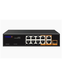 Коммутатор неуправляемый TR-NS13111S-120-8PoE с 8 PoE портами (10/100/1000 Мбит/с Base-T PoE port) и 1 SFP портом и 2 Uplink (10/100/1000Мбит/ Trassir