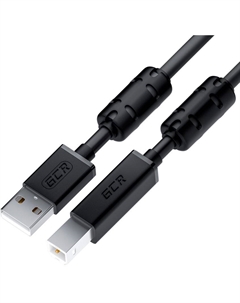 Кабель -52423 PROF 2.0m USB 2.0, AM/BM, черный, ферритовые кольца, 28/24 AWG, экран, армированный, морозостойкий Gcr