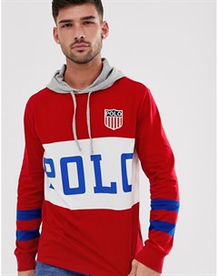 Красный лонгслив с капюшоном и логотипом sport capsules Polo ralph lauren