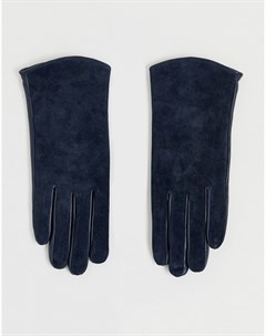 Темно синие перчатки из кожи и замши Barney s Originals Barneys originals