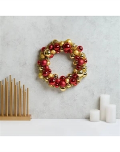 Венок декоративный ø30.5 см с шарами красный Kreaforta