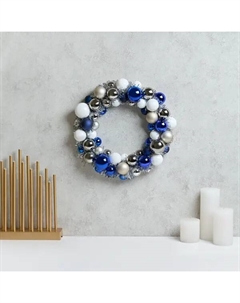 Венок декоративный ø30.5 см с шарами синий Kreaforta