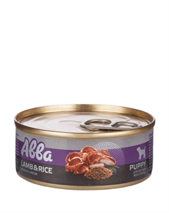 Puppy Влажный корм (консервы) для щенков всех пород, с ягненком и рисом, 100 гр. Avva