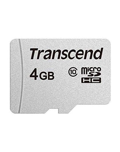 Карта памяти microSDHC 4 ГБ, 20 МБ/с, Class 10, TS4GUSD300S, 1 шт., без адаптера Transcend