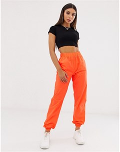 Оранжевые брюки карго из светоотражающей ткани Missguided