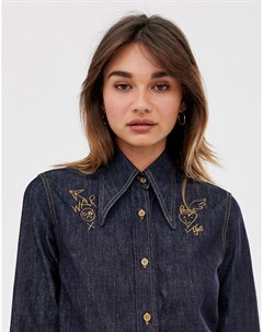 Джинсовая рубашка в стиле вестерн с вышитым воротником Vivienne westwood anglomania