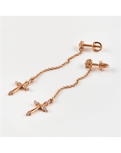 Серьги гвоздики с сваровски и фианитами из красного золота Efremof