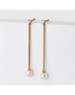 Серьги гвоздики из красного золота с жемчугом и фианитами Efremof