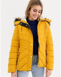Приталенная дутая куртка желтого цвета New look