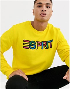 Желтый свитшот с разноцветным логотипом на груди Esprit