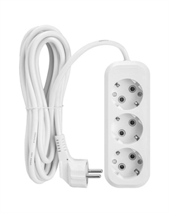 Удлинитель 1,5м 3-местный с/з IP20 16А белый Febox