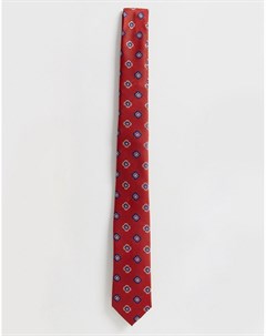 Узкий галстук с геометрическим узором рыжего цвета Asos design