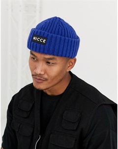 Синяя шапка бини с логотипом Nicce