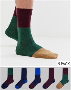 Набор из 5 пар носков в стиле колор блок Burton menswear