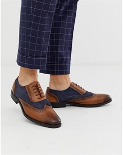 Темно синие коричневые кожаные туфли на шнуровке Redfoot