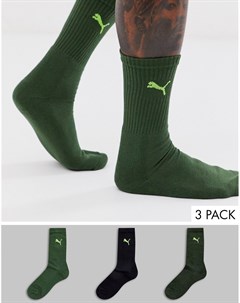 Набор из 3 пар зеленых носков Puma