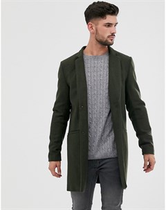 Пальто оливкового цвета с добавлением шерсти Only & sons
