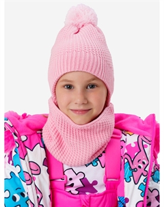 Комплект для девочки: шапка, снуд, Розовый Playtoday