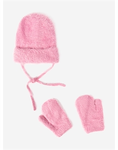 Комплект для девочки: шапка, варежки, Розовый Playtoday