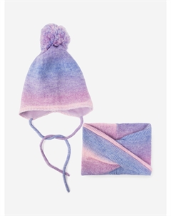 Комплект для девочки: шапка, снуд, Мультицвет Playtoday