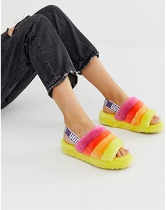 Желтые сандалии с разноцветными элементами Pride Fluff Yeah Ugg