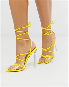 Желтые лакированные босоножки с завязками Simmi London Hailey Simmi shoes