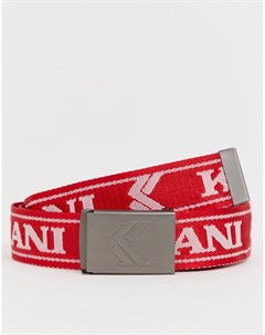 Красный ремень с пряжкой и повторяющимся логотипом Karl kani
