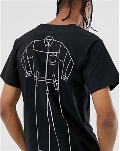 Черная футболка с принтом на спине M C Overalls Overalls Outline M.c. overalls