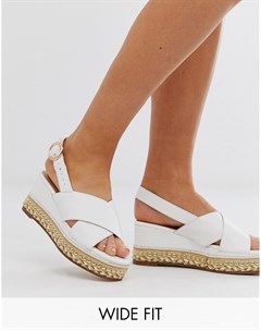 Белые сандалии эспадрильи для очень широкой стопы с перекрестными ремешками Simply Be Simply be extra wide fit