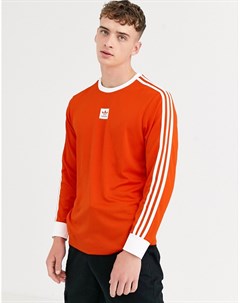 Оранжевый лонгслив с 3 полосами Adidas skateboarding