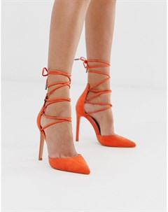 Оранжевые туфли на каблуке с завязкой на щиколотке Classy Public desire