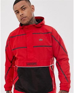 Красная куртка с логотипом и капюшоном Lacoste sport