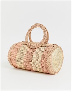 Розовая плетеная сумка из рафии KAANAS Kaanas