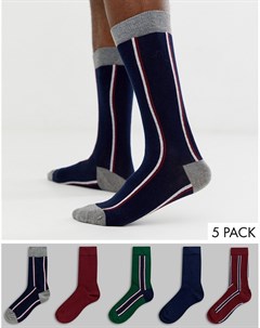 Набор из 5 пар носков в зеленую полоску Burton menswear