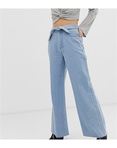 Выбеленные широкие джинсы с завязкой See you never